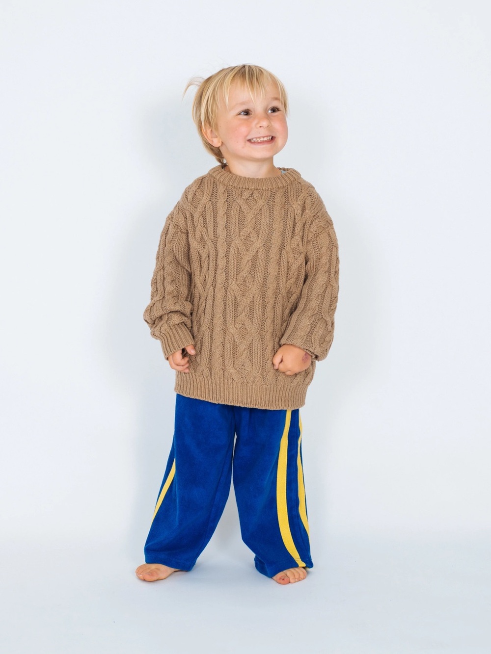 Atmosea Mini Terry Pant in Cobalt and Yellow Canvas Stripe
